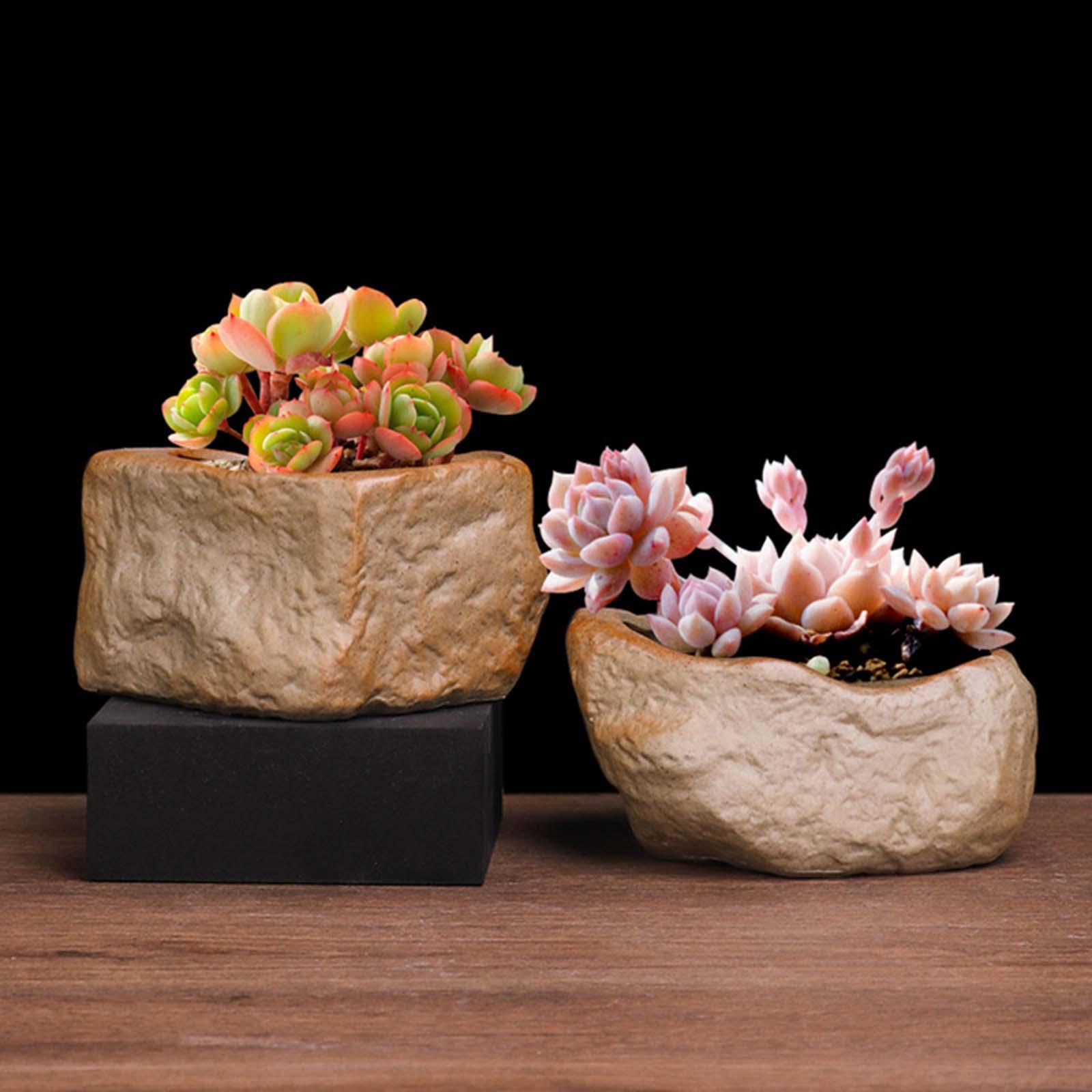 Training Pot Ceramic - Keramische pot voor vetplanten, slijtvast, steenvormig,